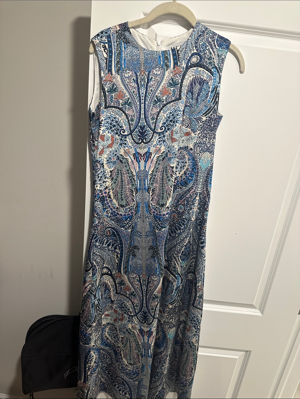Sleeveless Blue Paisley Maxi Dress